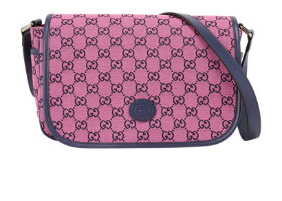GG Messenger, &pound;475, Handbags, Blue/Pink, Canvas, Front view